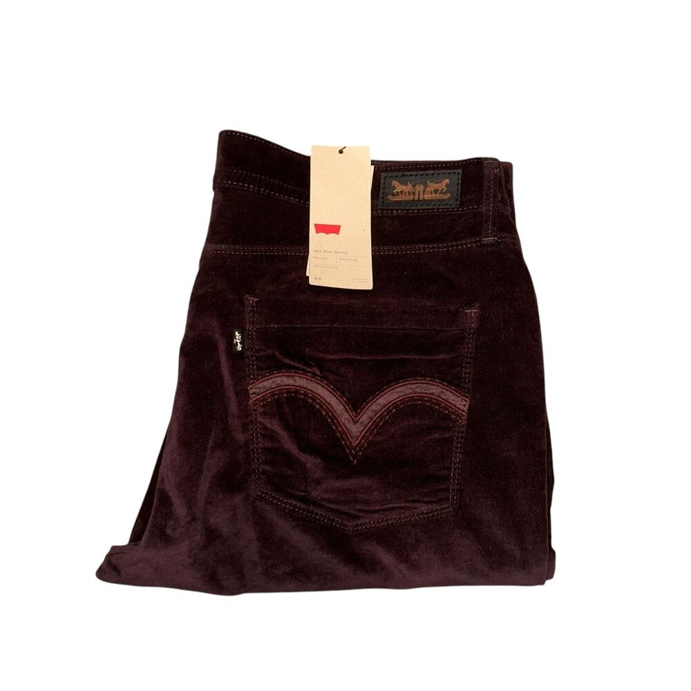 NWT Levis Faux Velvet Pants Plus Size Womens 16M 31 Mid Rise Skinny Leg Slim Fit